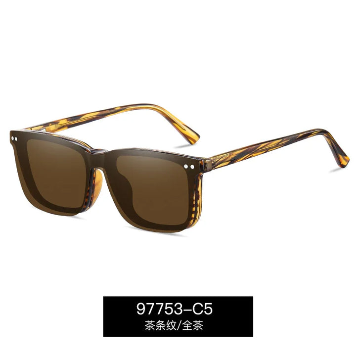 CCspace Unisex Full Rim Square Tr 90 Titanium Reading Glasses Clip On Sunglasses