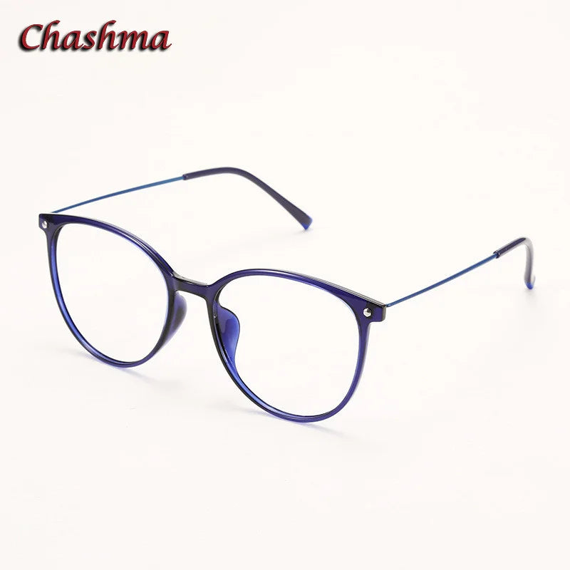 Chashma Ochki Unisex Full Rim Round Ultem Eyeglasses 2155 Full Rim Chashma Ochki Blue  