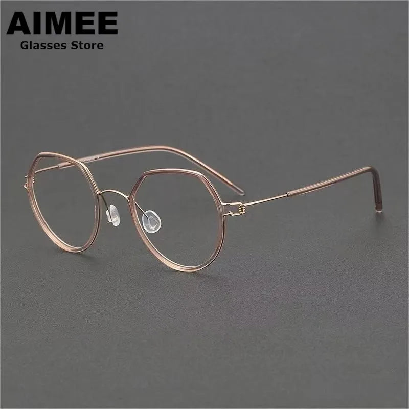 Aimee Full Rim Flat Top Oval Titanium Acetate Eyeglasses 422048
