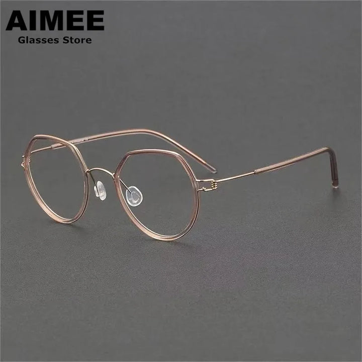Aimee Full Rim Flat Top Oval Titanium Acetate Eyeglasses 422048