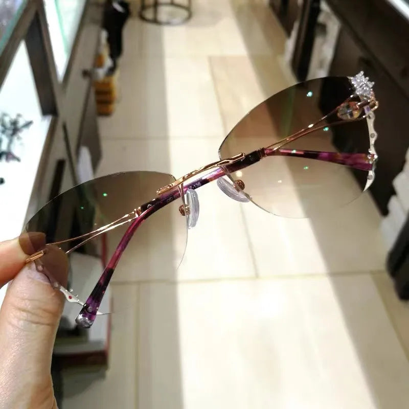 Chashma Ottica Women's Rimless Butterfly Titanium Eyeglasses 88032