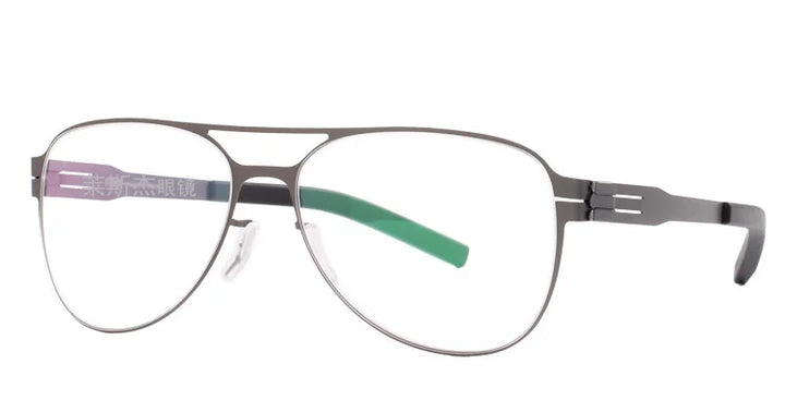 Aimee Unisex Full Rim Oval Double Bridge Stainless Steel Eyeglasses 21201 Full Rim Aimee GRAY  