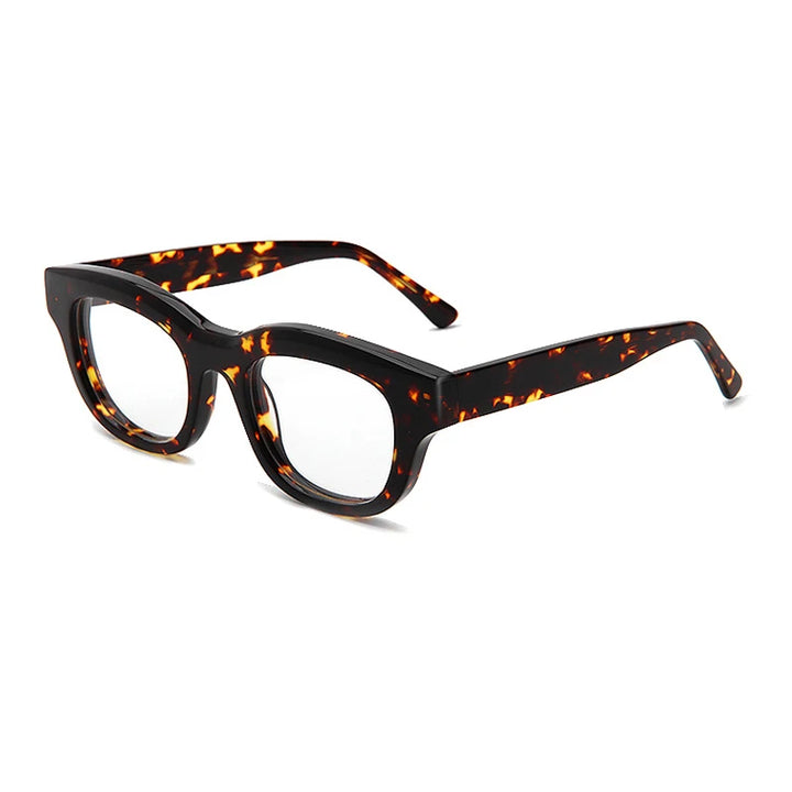 Gatenac Unisex Full Rim Oval Square Thick Acetate Eyeglasses Gxyj1534 Full Rim Gatenac Tortoiseshell  