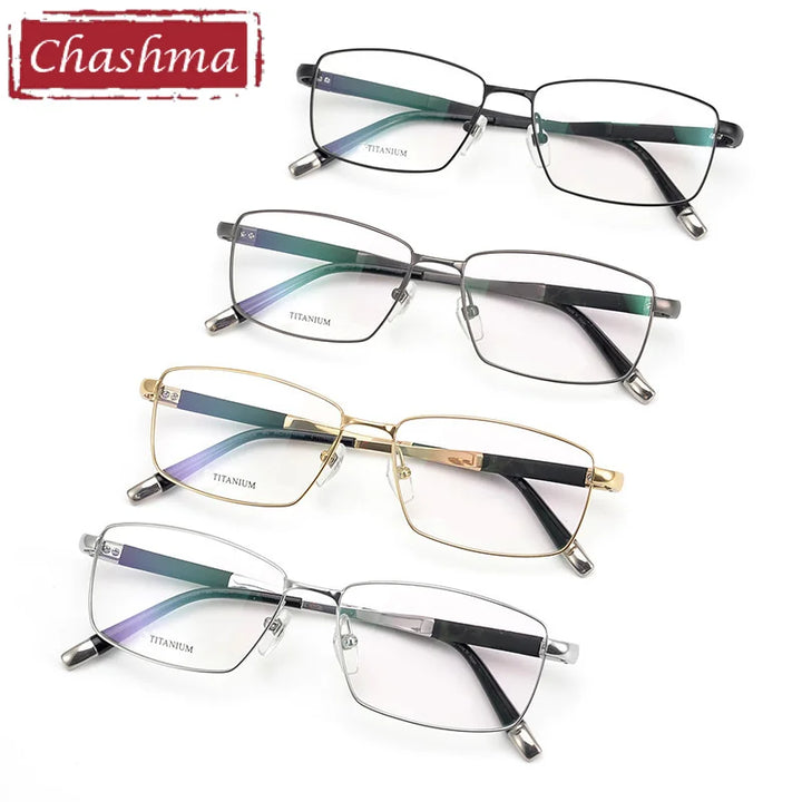 Chashma Ochki Men's Full Rim Square Titanium Eyeglasses 27448 Full Rim Chashma Ochki   