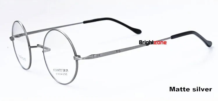 Brightzone Women's Full Rim Round Titanium Eyeglasses 71422 Full Rim Brightzone Matte silver 42mm