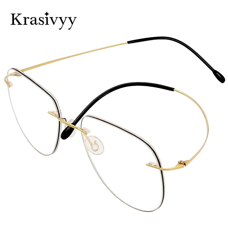 Krasivyy Unisex Rimless Oval Titanium Eyeglasses Kr05 Rimless Krasivyy   