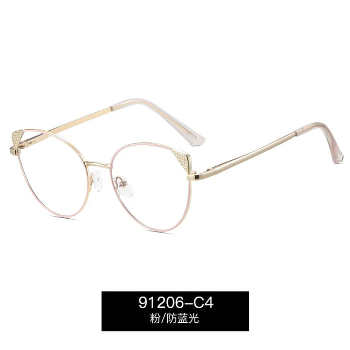 Reven Jate Women's Full Rim Small Oval Cat Eye Alloy Eyeglasses 391206