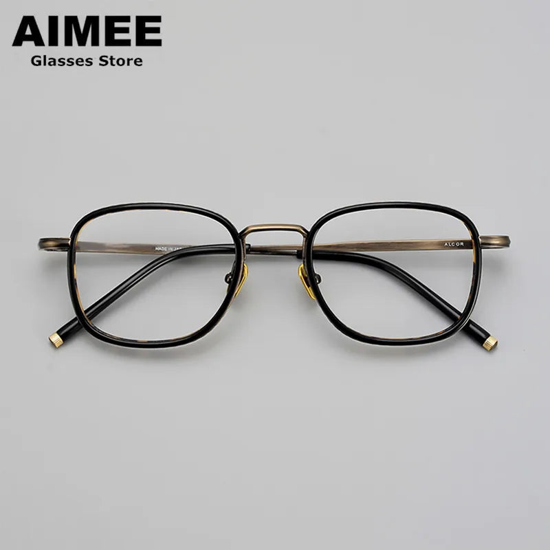 Aimee Unisex Full Rim Square Acetate Titanium Eyeglasses 21140