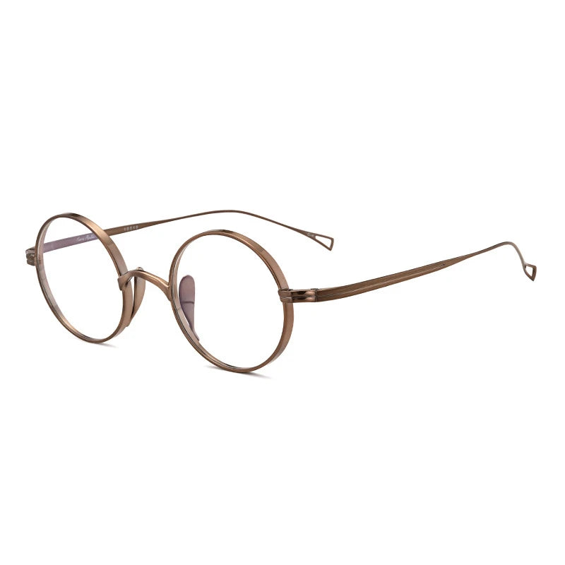 Black Mask Unisex Full Rim Titanium Round Eyeglasses Kmn249 Full Rim Black Mask Bronze  