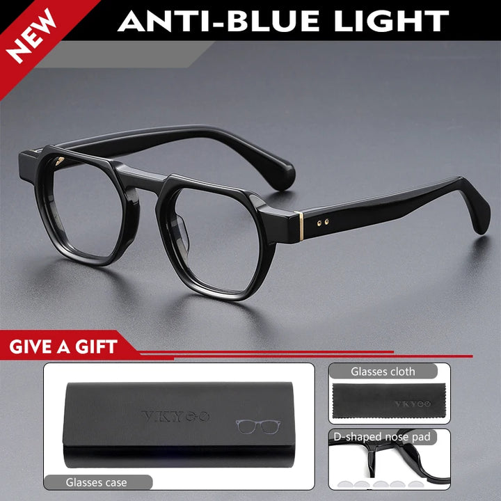 Vicky Men's Full Rim Big Flat Top Oval Acetate Alloy Reading Glasses 755009