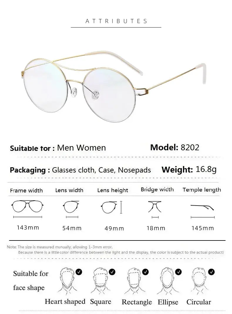 Bobbie 820241 Unisex Double Bridge Full Rim Round Titanium Frames FuzWeb