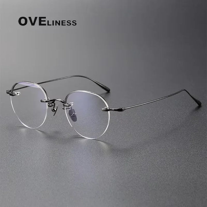 Oveliness Women's Full Rim Oval Round Titanium Eyeglasses 74611 Full Rim Oveliness gun