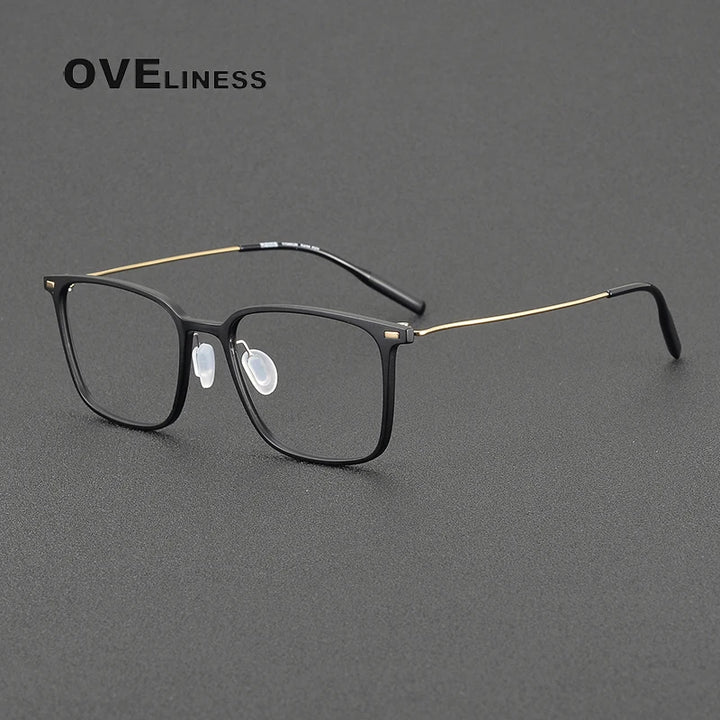 Oveliness Women's Full Rim Square Acetate Titanium Eyeglasses 8673 Full Rim Oveliness matt black gold  