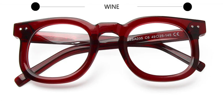 Esnbie Unisex Full Rim Square Oval Acetate Eyeglasses 23035 Full Rim Esnbie wine  