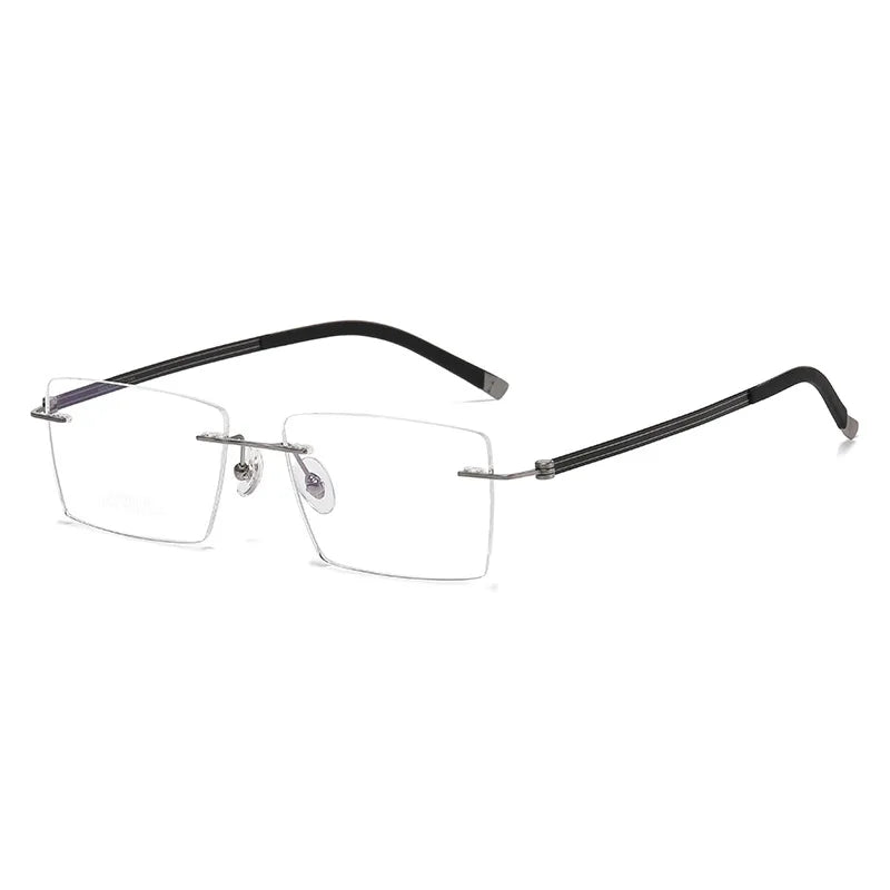 Momoja Unisex Rimless Polygon Square Titanium Eyewglasses 60547
