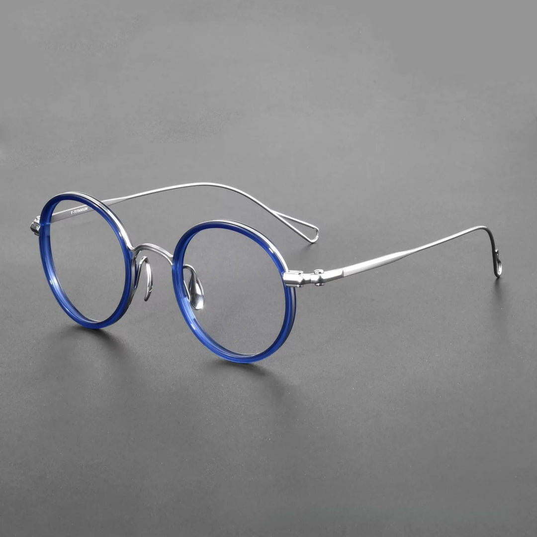 Oveliness Women's Full Rim Round Acetate Titanium Eyeglasses 369162