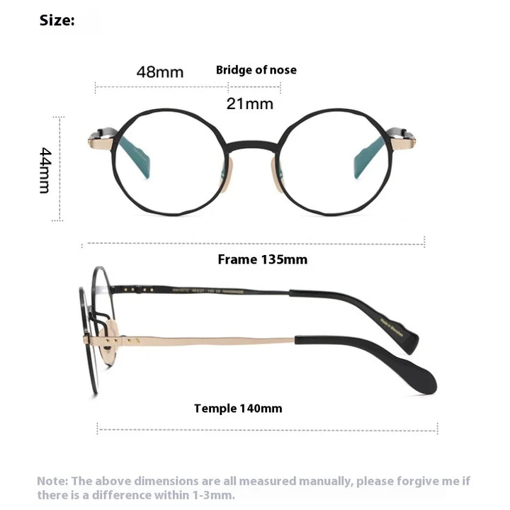 Muzz Unisex Full Rim Irregular Round Titanium Eyeglasses M0012 Full Rim Muzz   