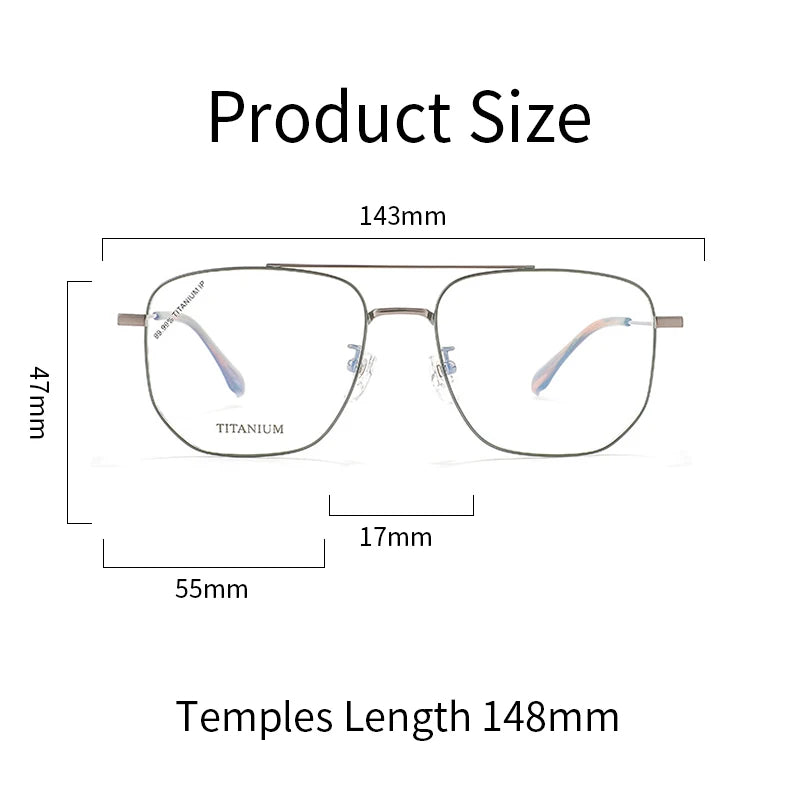 KatKani Unisex Full Rim Square Double Bridge Titanium Eyeglasses 3053 Full Rim KatKani Eyeglasses   