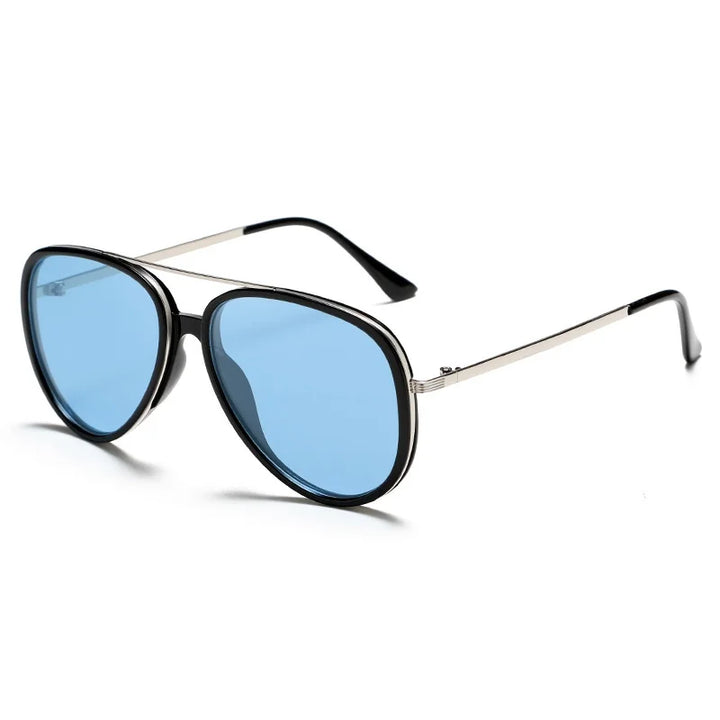 Yimaruili Unisex Full Rim Oval Double Bridge Alloy Sunglasses 28481