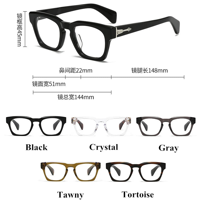 Black Mask Unisex Full Rim Square Thick Acetate Eyeglasses 443054 Full Rim Black Mask