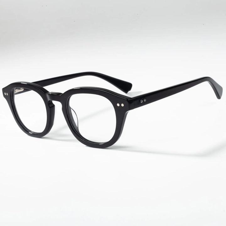 Cubojue Unisex Full Rim Round Acetate Reading Glasses Hl56017 Reading Glasses Cubojue black 0 