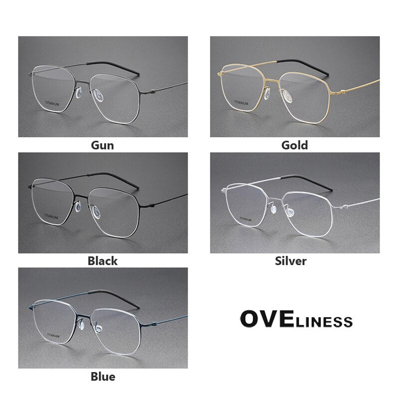 Oveliness Unisex Full Rim Square Screwless Titanium Eyeglasses 5505 Full Rim Oveliness   