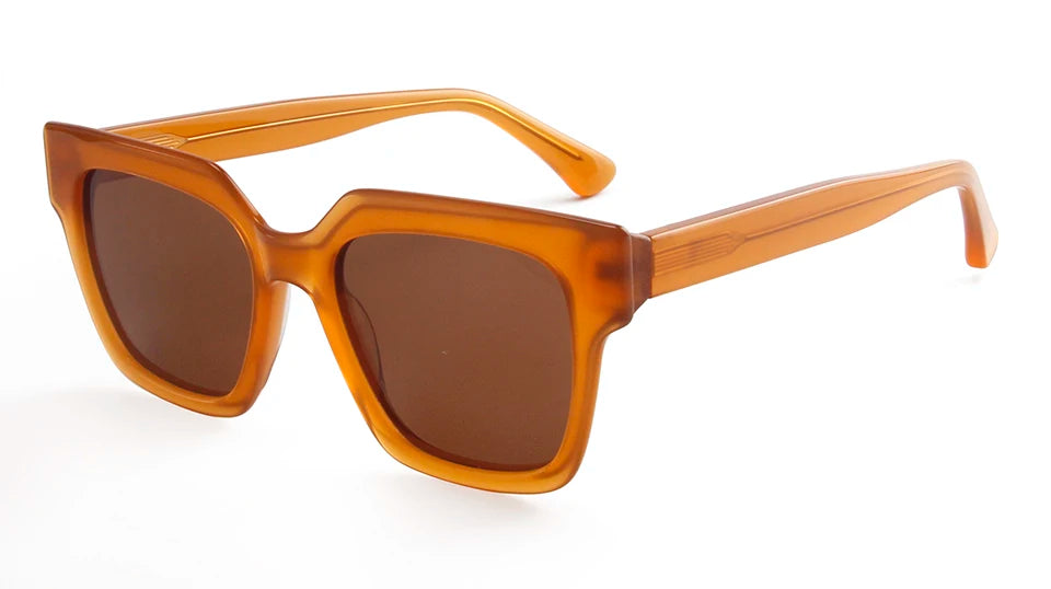 Esnbie Unisex Full Rim Polygon Brow Line Acetate Sunglasses 240761
