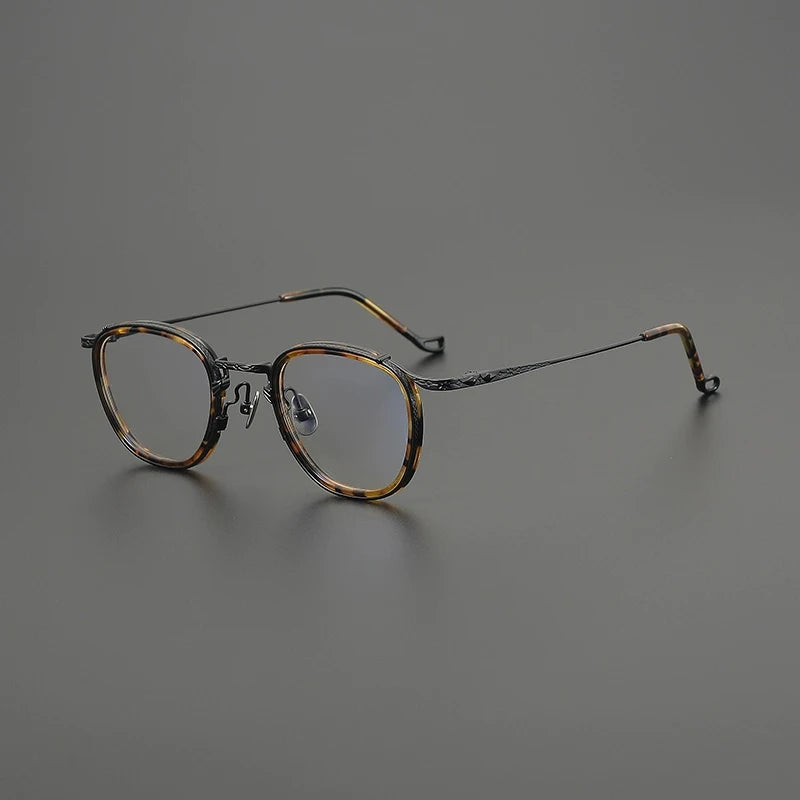 Gatenac Unisex Full Rim Big Square Acetate Titanium Eyeglasses G9016