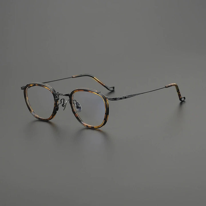Gatenac Unisex Full Rim Big Square Acetate Titanium Eyeglasses G9016