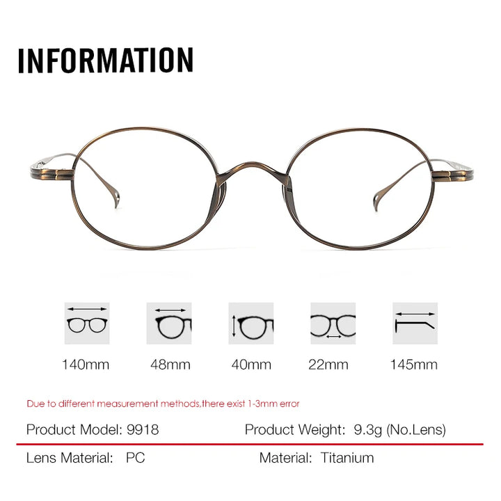 Aror Unisex Full Rim Round Oval Titanium Eyeglasses 99187
