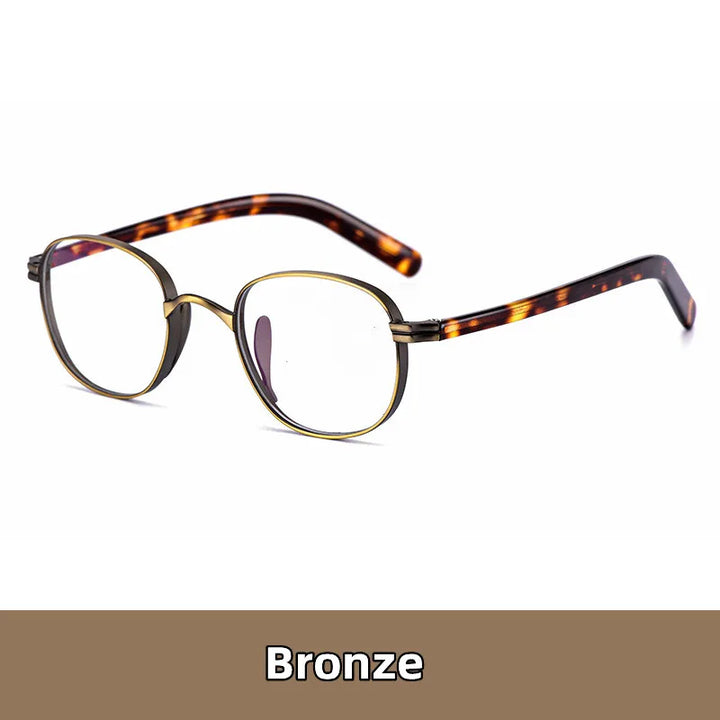Kocolior Unisex Full Rim Round Titanium Hyperopic Reading Glasses 8017 Reading Glasses Kocolior Bronze 0 