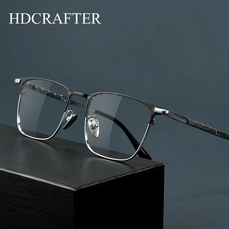 Hdcrafter Unisex Full Rim Square Titanium Eyeglasses 9009t Full Rim Hdcrafter Eyeglasses   
