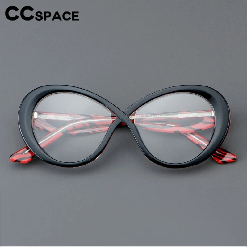 CCspace Unisex Full Rim Oval Cat Eye Acetate Eyeglasses 30793 Full Rim CCSpace   