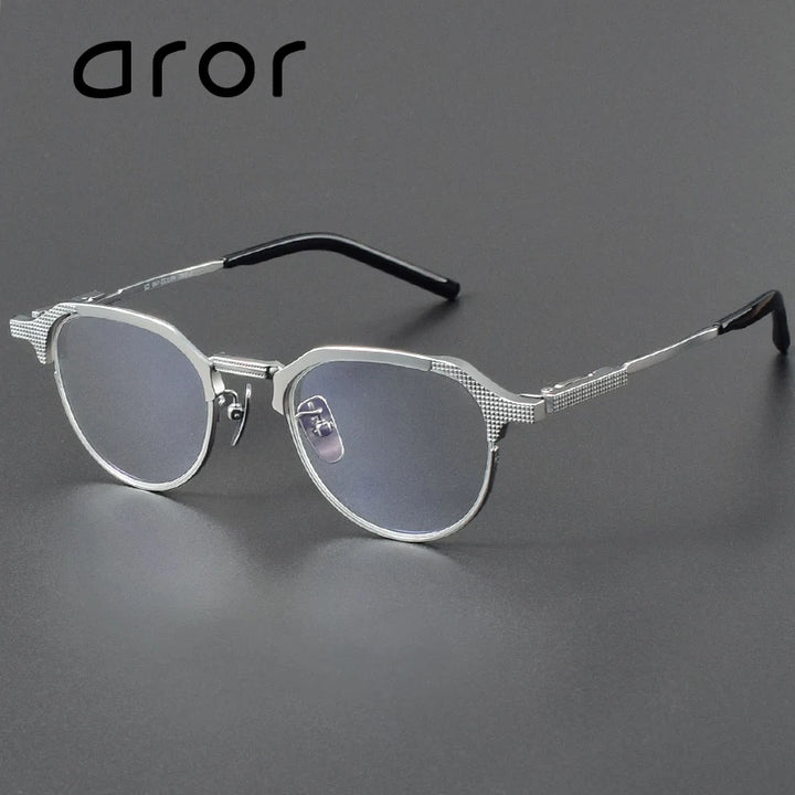 Aror Unisex Full Rim Flat Top Oval Brow Line Titannium Eyeglasses 4032 Full Rim Aror