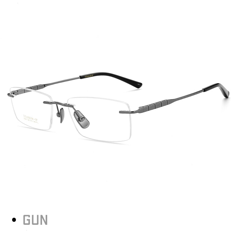 Gmei Men's Rimless Square Titanium Eyeglasses 91091 Rimless Gmei Optical Grey  