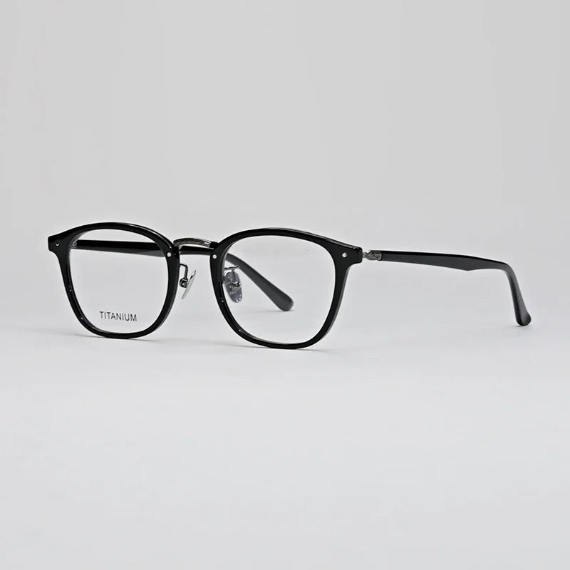 Hewei Unisex Full Rim Square Acetate Eyeglasses 19647 Full Rim Hewei black  