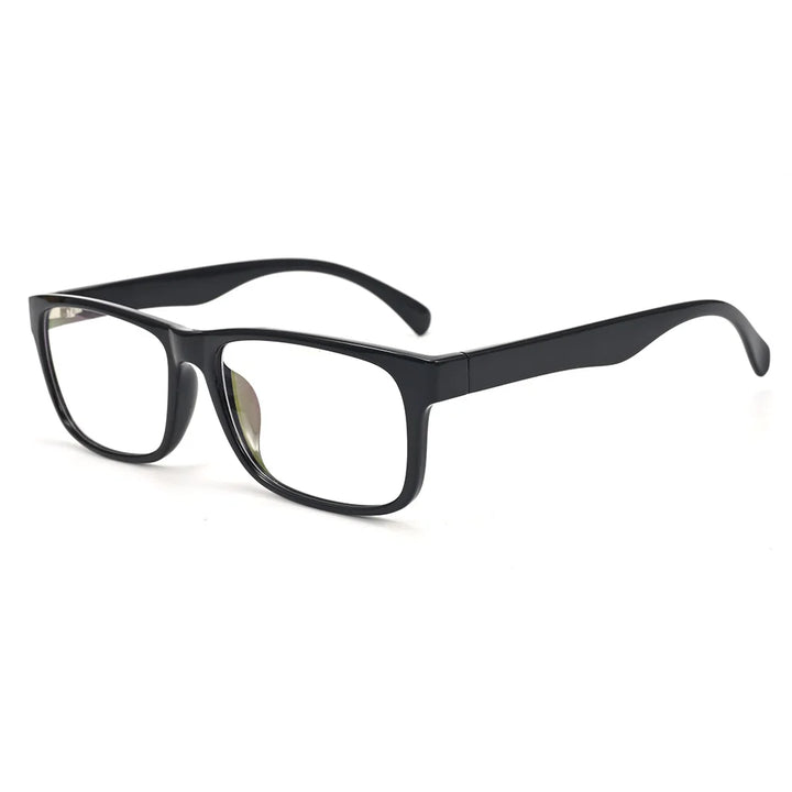 Cubojue Unisex Full Rim Big Square Tr 90 Titanium Reading Glasses 51507 Reading Glasses Cubojue shiny black no function lens 0