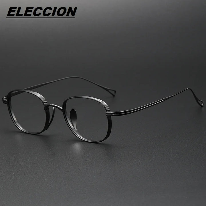 Eleccion Unisex Full Rim Square Titanium Eyeglasses 44114 Full Rim Eleccion Black CHINA