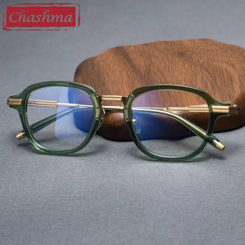Chashma Unisex Full Rim Oval Square Acetate Titanium Eyeglasses 778828