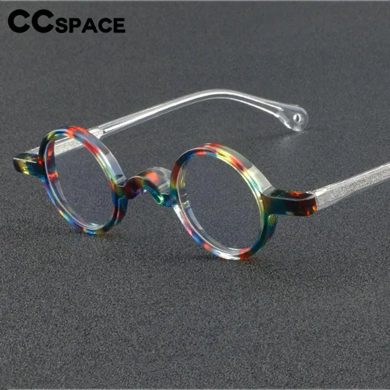 CCspace Unisex Full Rim Small Round Acetate Eyeglasses 56935 Full Rim CCspace   