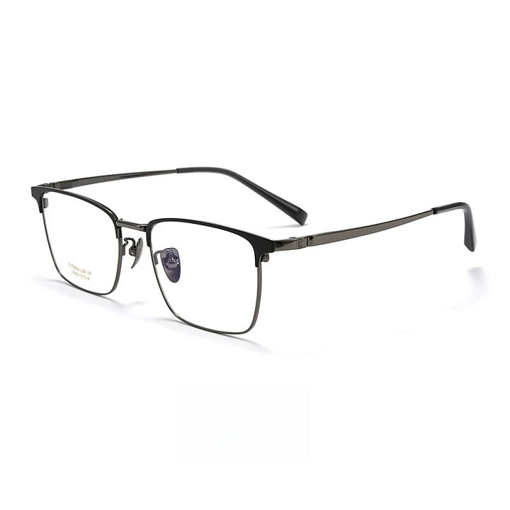 Yimaruili Men's Full Rim Square Titanium Eyeglasses Y26003 Full Rim Yimaruili Eyeglasses Black Gun  