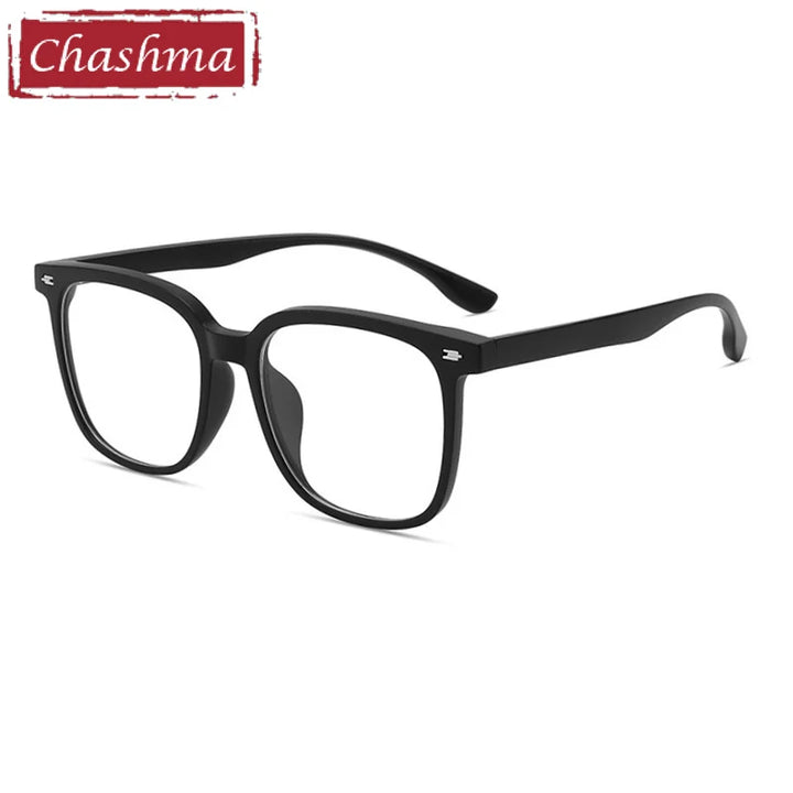 Chashma Ottica Unisex Full Rim Square Tr 90 Titanium Eyeglasses 9056 Full Rim Chashma Ottica Matte Black  