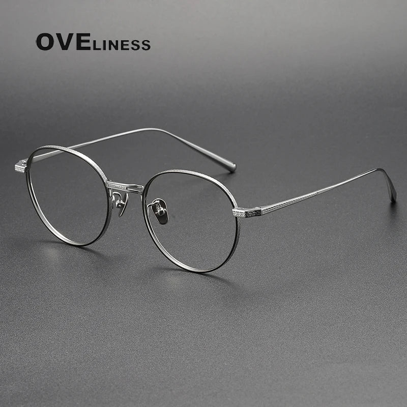 Oveliness Women's Full Rim Oval Round Titanium Eyeglasses 3017 Full Rim Oveliness black silver  