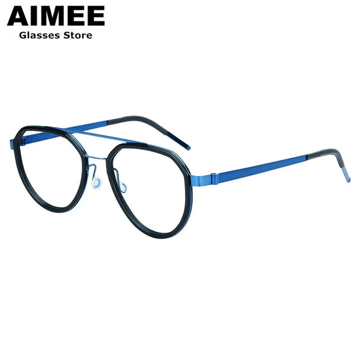 Aimee Unisex Full Rim Oval Double Bridge Titanium Eyeglasses 9745
