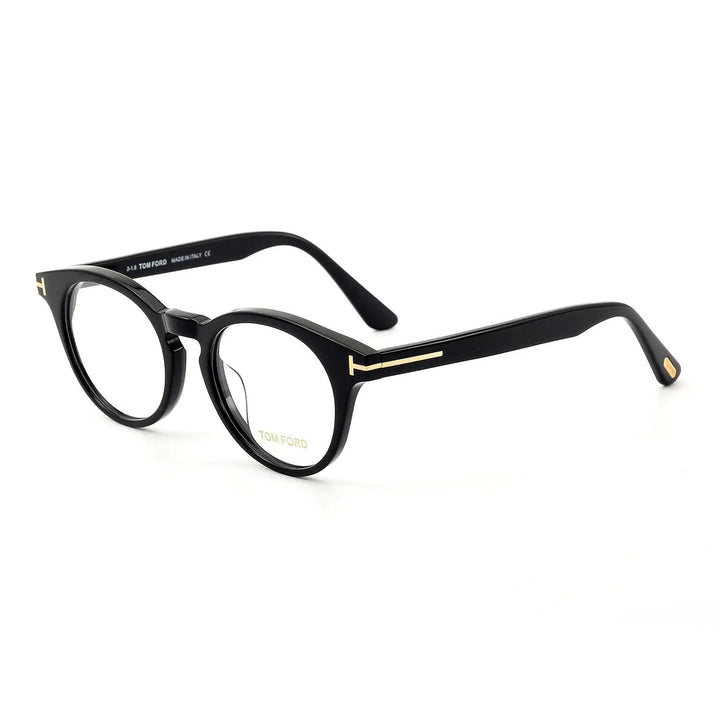 Yimaruili Unisex Full Rim Round Acetate Eyeglasses Y5557 Full Rim Yimaruili Eyeglasses Black  