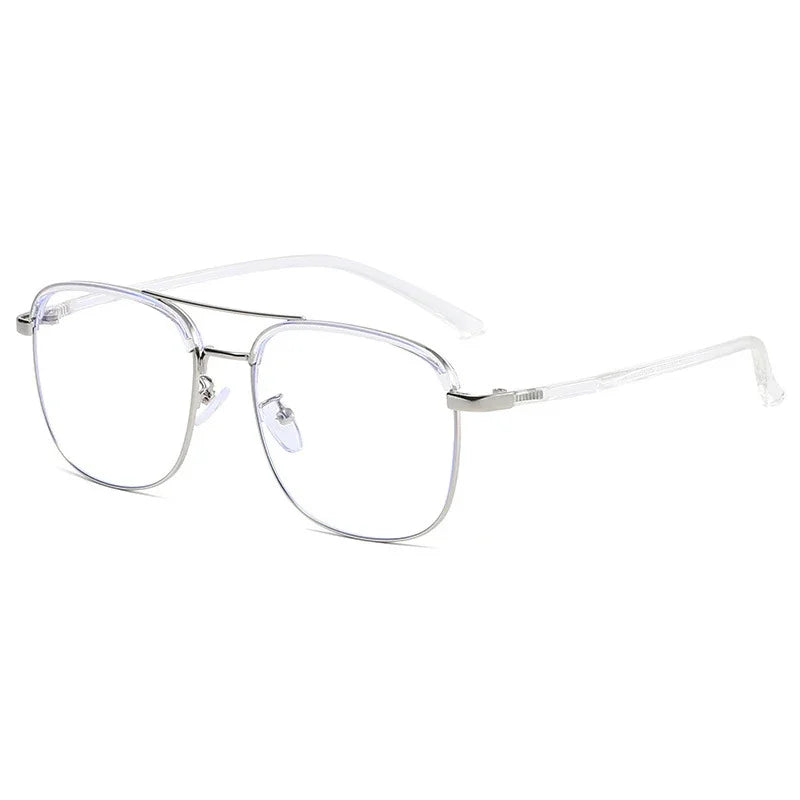 Handoer Unisex Full Rim Square Double Bridge Alloy Acetate Eyeglasses 28714