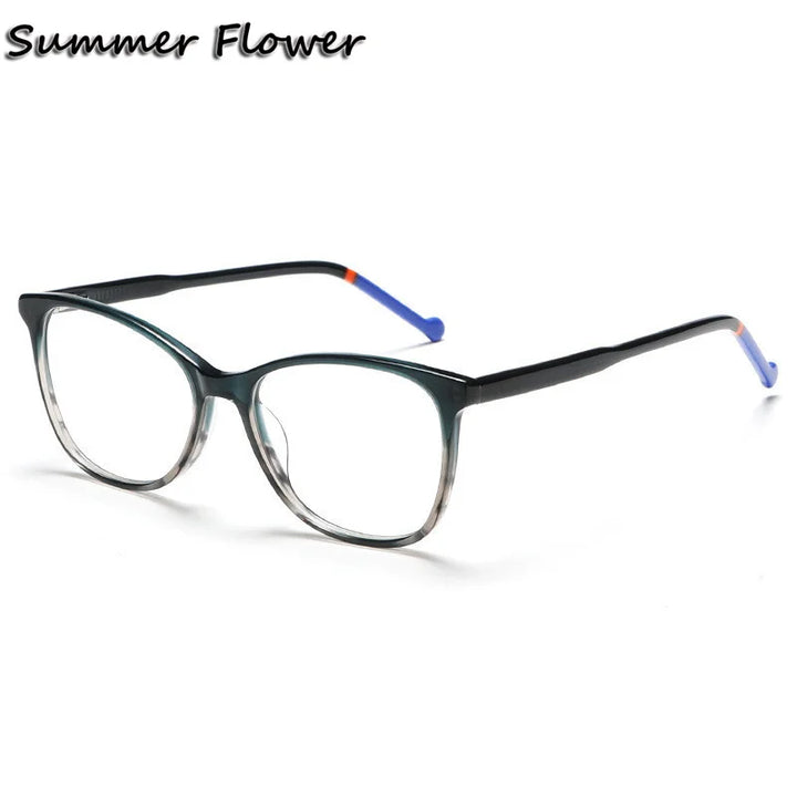 Summer Flower Women's Full Rim Square Cat Eye Acetate Eyeglasses 81002