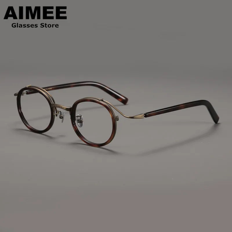 Aimee Unisex Full Rim Big Round Titanium Acetate Eyeglasses 82526