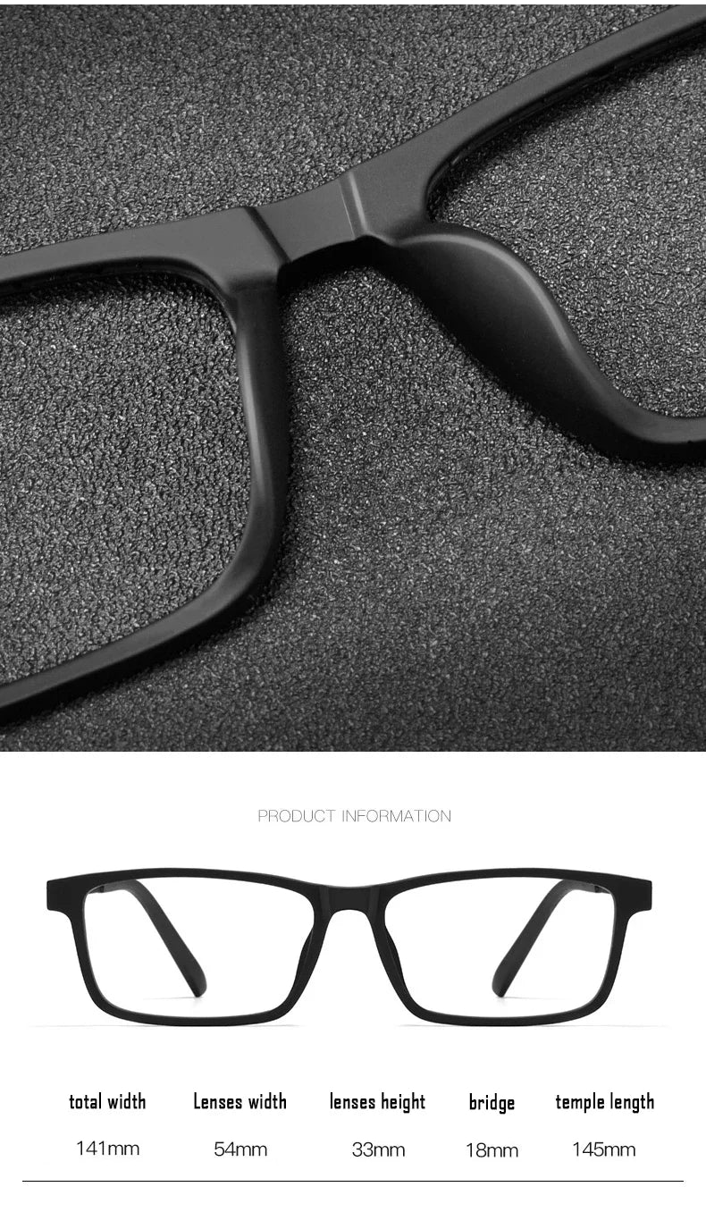 Handoer Unisex Full Rim Square Tr 90 Titanium Eyeglasses 88369