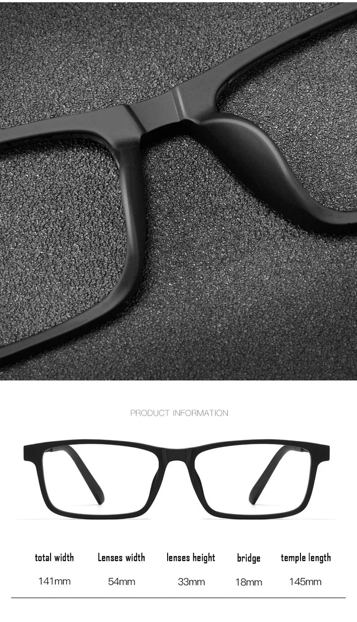 Handoer Unisex Full Rim Square Tr 90 Titanium Eyeglasses 88369
